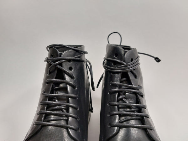 Lace-up booties in black