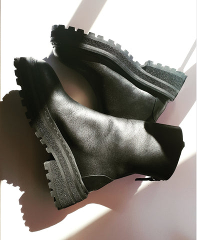 Black boots with thicker sole