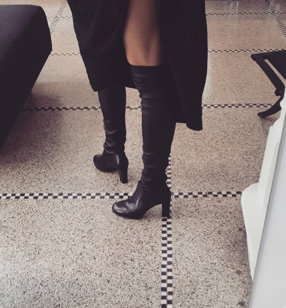 Over the knee boots in midnight brown