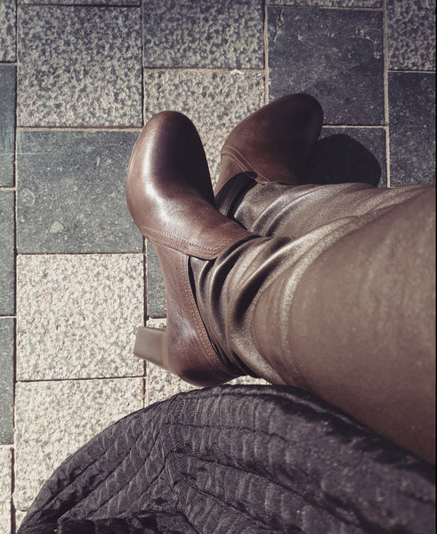 Over the knee boots in midnight brown