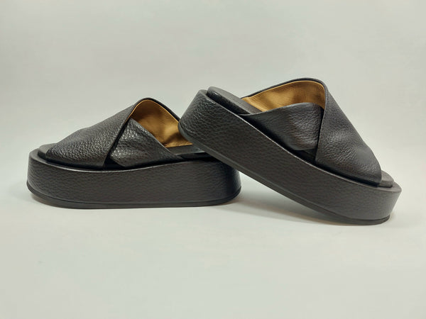 Platform cross-strap sandals