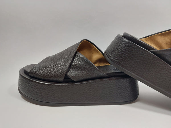 Platform cross-strap sandals