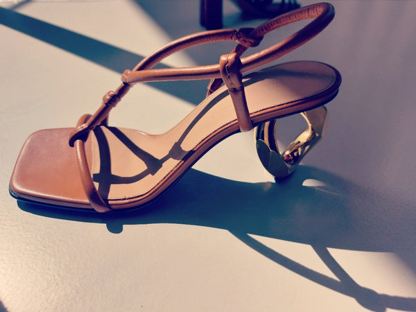 Sandal with gold heel